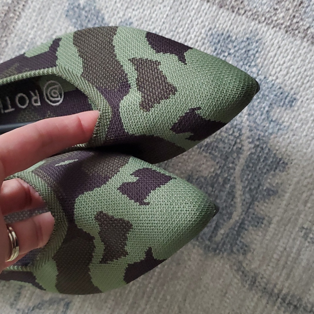 New Rothy' The Point Green Camo Flats Shoes Sz7.5 - Picture 9 of 10